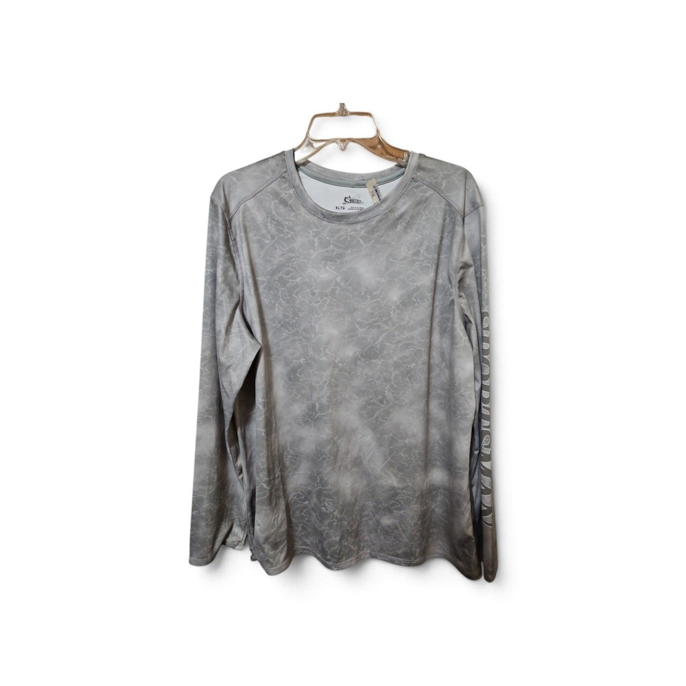 Reel Legends XL Grey Marble Print Long Sleeve Performance Fishing Shirt Tee 0468
